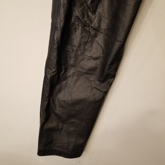 Vintage High Waisted Leather Pants Hi Rise Cow Leather Pockets Zipper Size 10 - Picture 5 of 16
